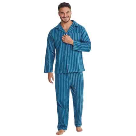 Piżama klasyczna flanelowa turkusowy