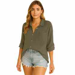 KOSZULA MUŚLIN LOREIN OLIWKOWA