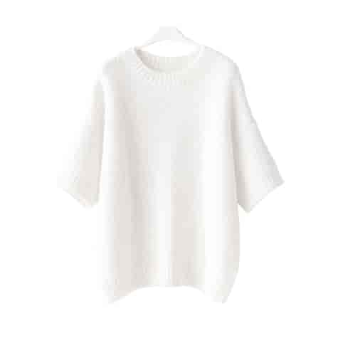 Sweter damski krótki rękaw HABIBI BIAŁY