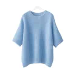 Sweter damski krótki rękaw HABIBI NIEBIESKI