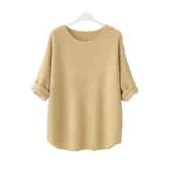 Sweter damski długi rękaw AMBESSA O-NECK BEŻ