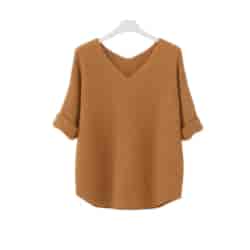 Sweter damski długi rękaw MEL V-NECK BRĄZ