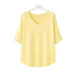 Sweter damski długi rękaw MEL V-NECK ŻÓŁTY