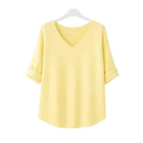 Sweter damski długi rękaw MEL V-NECK ŻÓŁTY