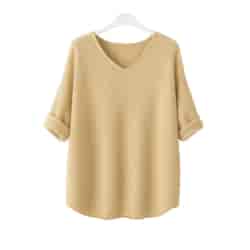 Sweter damski długi rękaw MEL V-NECK BEŻ