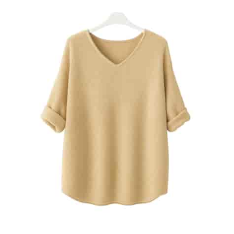 Sweter damski długi rękaw MEL V-NECK BEŻ