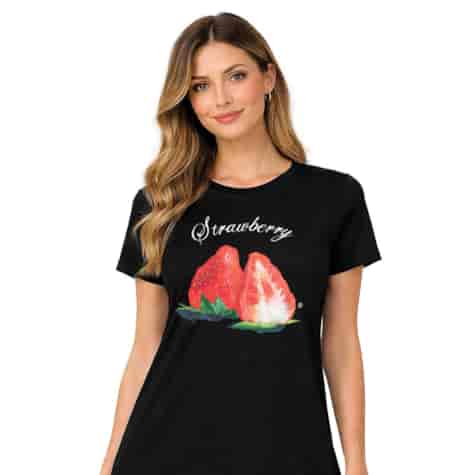 T-SHIRT DAMSKI WZÓR TRUSKAWKA ONESIZE