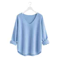 Sweter damski długi rękaw MEL V-NECK NIEBIESKI