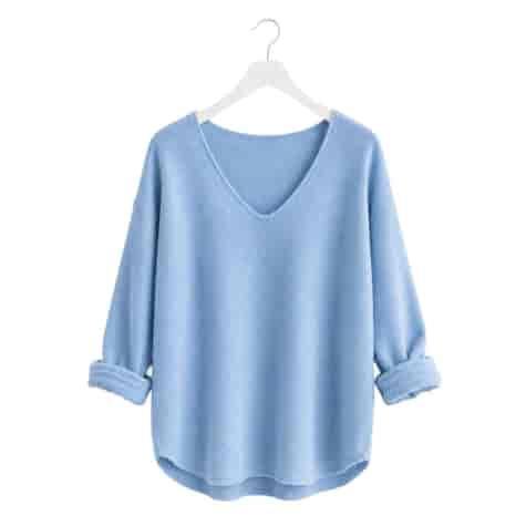 Sweter damski długi rękaw MEL V-NECK NIEBIESKI