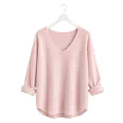 Sweter damski długi rękaw MEL V-NECK PUDROWY RÓŻ