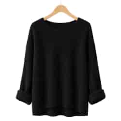 Sweter damski długi rękaw AMBESSA O-NECK CZARNY