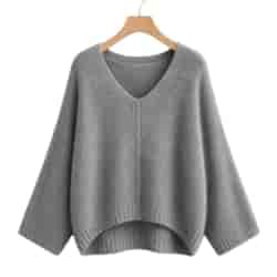 Sweter damski długi rękaw DORCAS V-NECK SZARY