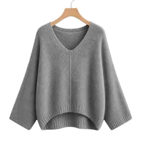 Sweter damski długi rękaw DORCAS V-NECK SZARY