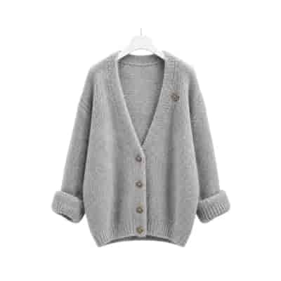 SWETER DAMSKI ZAPINANY HYBRIS SZARY