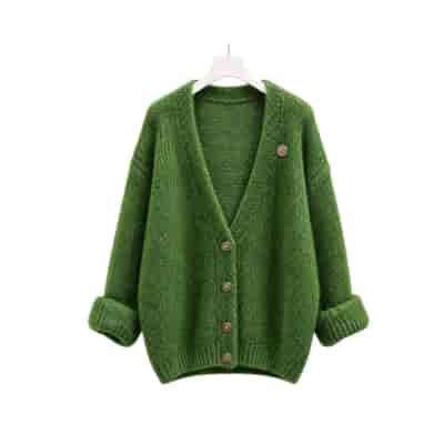 SWETER DAMSKI ZAPINANY HYBRIS ZIELONY