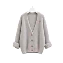 SWETER DAMSKI ZAPINANY HYBRIS SZARY