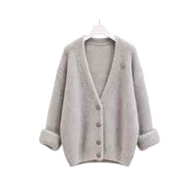 SWETER DAMSKI ZAPINANY HYBRIS SZARY