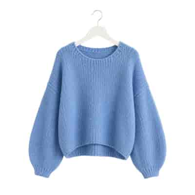 SWETER DAMSKI BIA NIEBIESKI