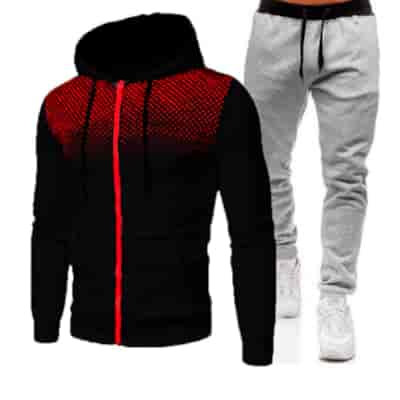 Komplet dres bluza i spodnie czerwono- szary XL