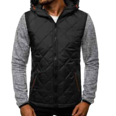 Bluza z kapturem na zamek szaro czarna XL