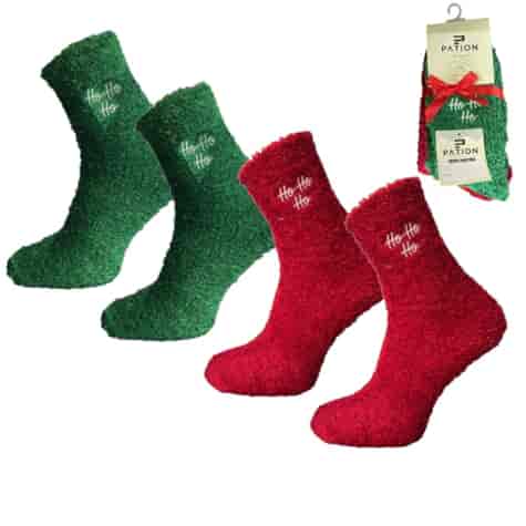 Skarpeta świątecznazielona i czerwona- haft HoHo