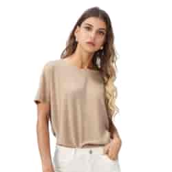 Sweter damski krótki rękaw Summer Cosy łososiowy