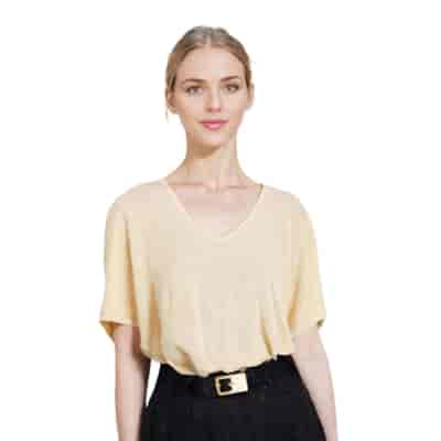 Sweter damski krótki rękaw Summer Cosy cytrynowy