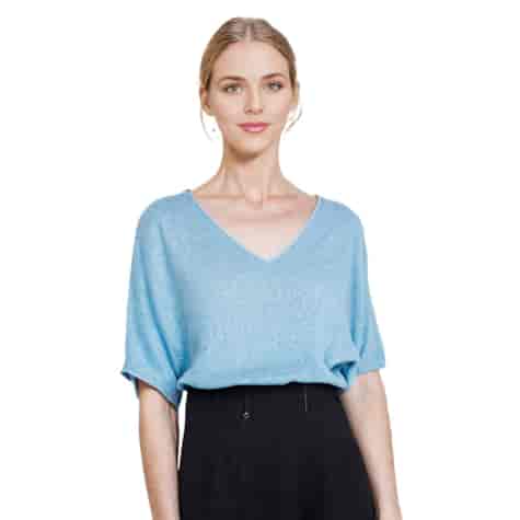 Sweter damski krótki rękaw Summer Cosy błękitny