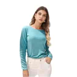 Sweter damski długi rękaw Cloudy kolor turkusowy