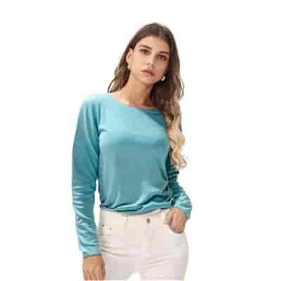 Sweter damski długi rękaw Cloudy kolor turkusowy