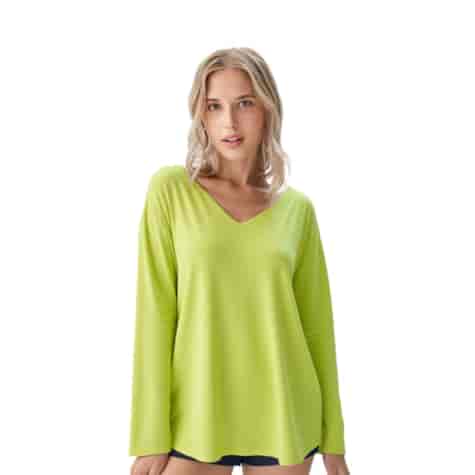 Sweter damski długi rękaw Cloudy kolor limonkowy