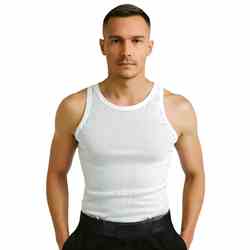 Podkoszulek męski biały prążek na ramiączku XXL