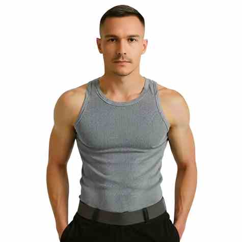 Podkoszulek męski szary prążek na ramiączku XL