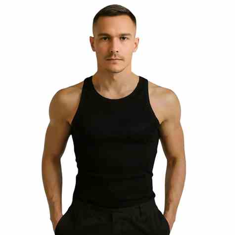 Podkoszulek męski czarny prążek na ramiączku 2XL