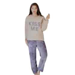Piżama well soft damska gruba Kiss me  Mix kolorów