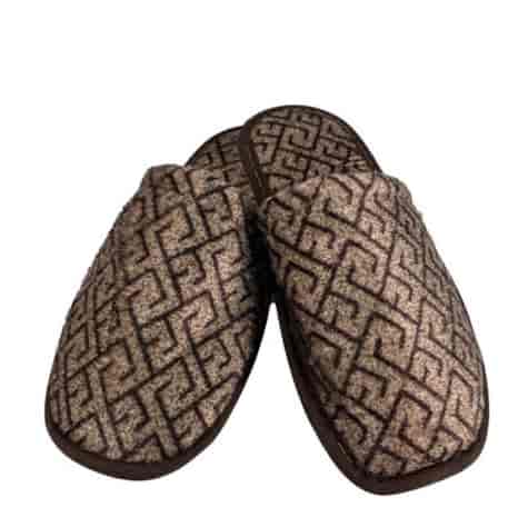 Kapcie męskie Tureckie wzór labirynt brąz