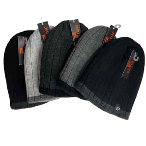 Czapka męska żakard niewywijana z paskiem