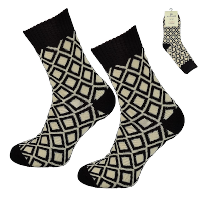 Skarpeta cosy czarna wzorowana romby 35-38
