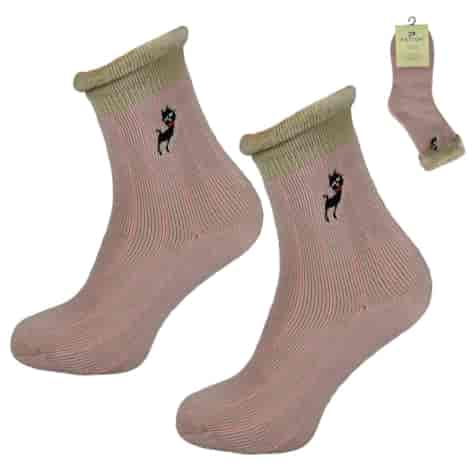 Skarpeta cosy prążki futerko haft różowe 35-38