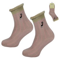 Skarpeta cosy prążki futerko haft różowe 39-42