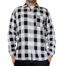 Koszula flanelowa wzór kratka biało-czarna