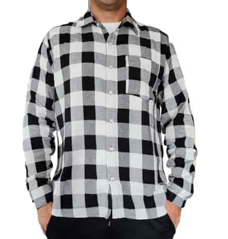 Koszula flanelowa wzór kratka biało-czarna