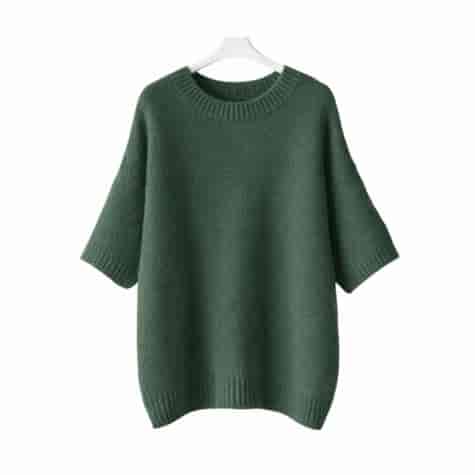 Sweter damski krótki rękaw HABIBI ZIELEŃ